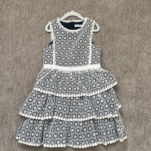 Abel and Lula dress navy/white size 8/128 cm like new. Lined. Back zipper